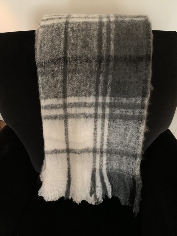 Plaid wol look ruit met franjes