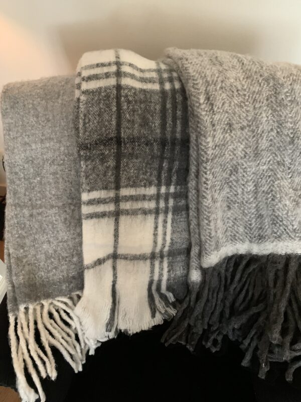 Plaid wol look ruit met franjes - Afbeelding 2