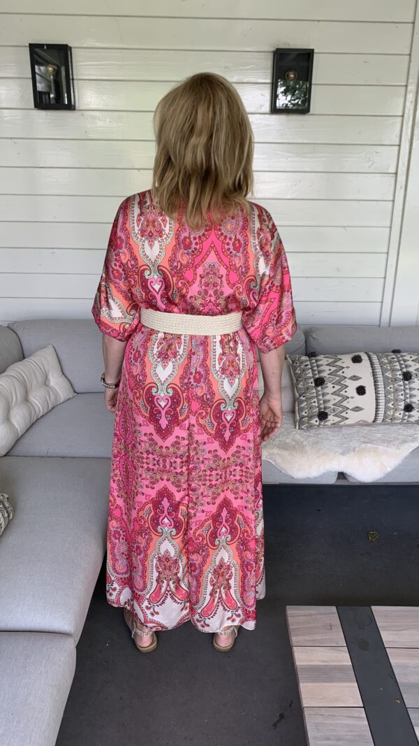 Lange Jurk Roze met bloemen motief - Afbeelding 8