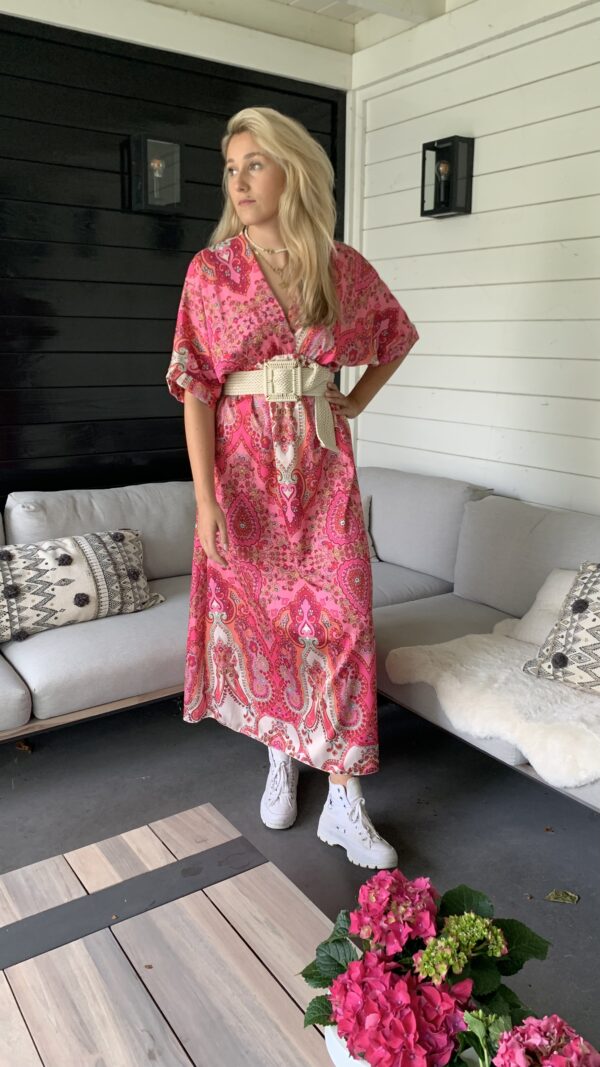 Lange Jurk Roze met bloemen motief