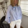 Blouse Blauw/ Wit Met Strik