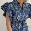 Lange Jurk Jeans Blauw Broderie - Afbeelding 2