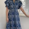Lange Jurk Jeans Blauw Broderie