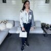 Blouse Beige met Navy Print - Afbeelding 5