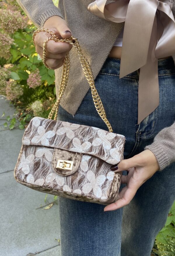 Tas Taupe Bloemen print