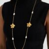 Lange ketting bloem en parel