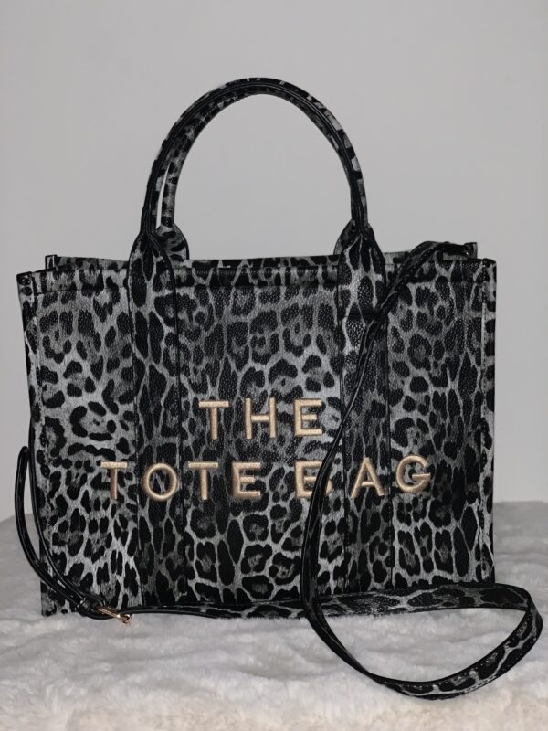 Tote Bag Panter Print Grijs L