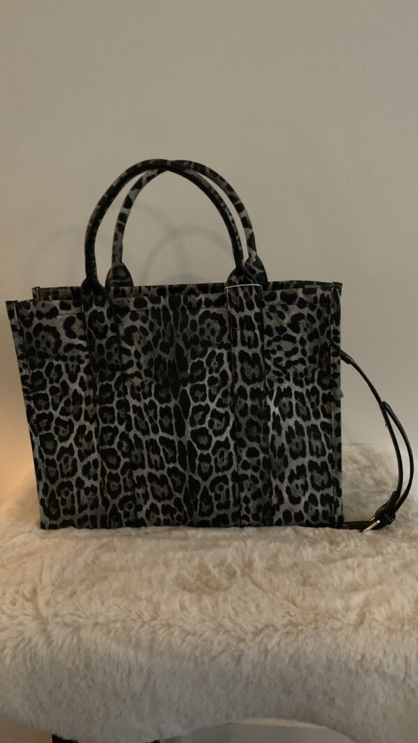 Tote Bag Panter Print Grijs L - Afbeelding 10