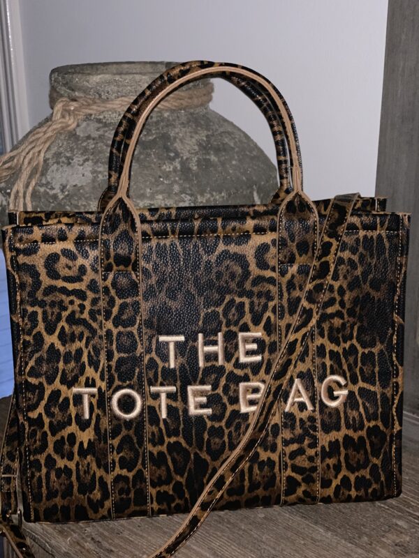 Tote Bag Panter Print Bruin L - Afbeelding 2