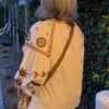 Tas Rafia Zig, Zag Patroon Taupe - Afbeelding 4