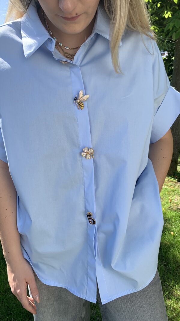 Blouse Licht Blauw Button Knopen - Afbeelding 3
