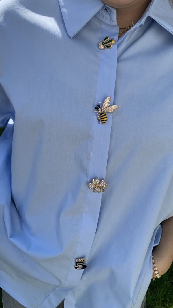 Blouse Licht Blauw Button Knopen