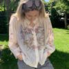 Blouse Ecru met Roze Bloemen - Afbeelding 2