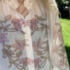 Blouse Ecru met Roze Bloemen - Afbeelding 4