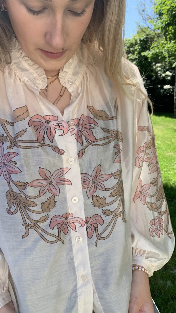 Blouse Ecru met Roze Bloemen - Afbeelding 4