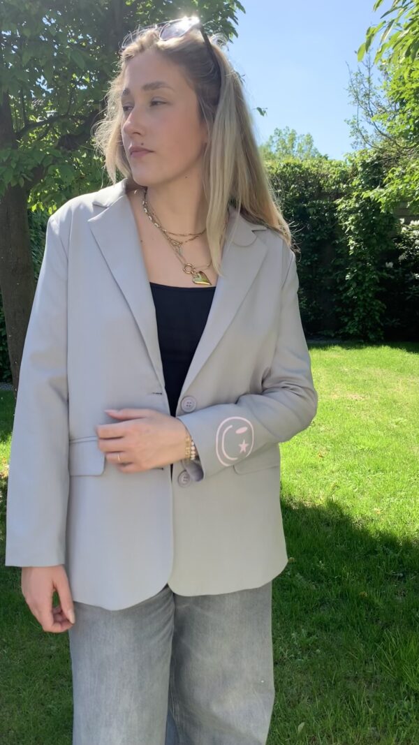 Blazer Licht Grijs met Smiley opdruk - Afbeelding 9