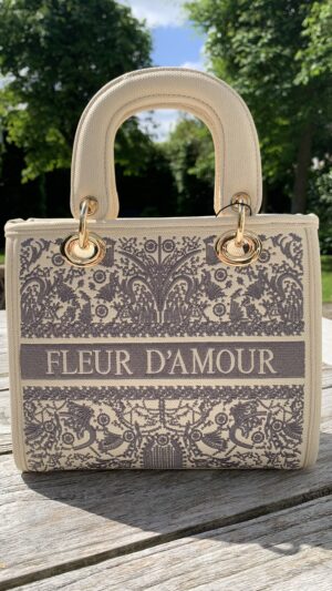 Tas Beige Fleur D’Amour Geborduurd