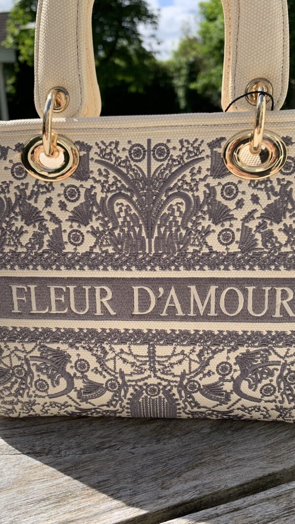 Tas Beige Fleur D’Amour Geborduurd - Afbeelding 2