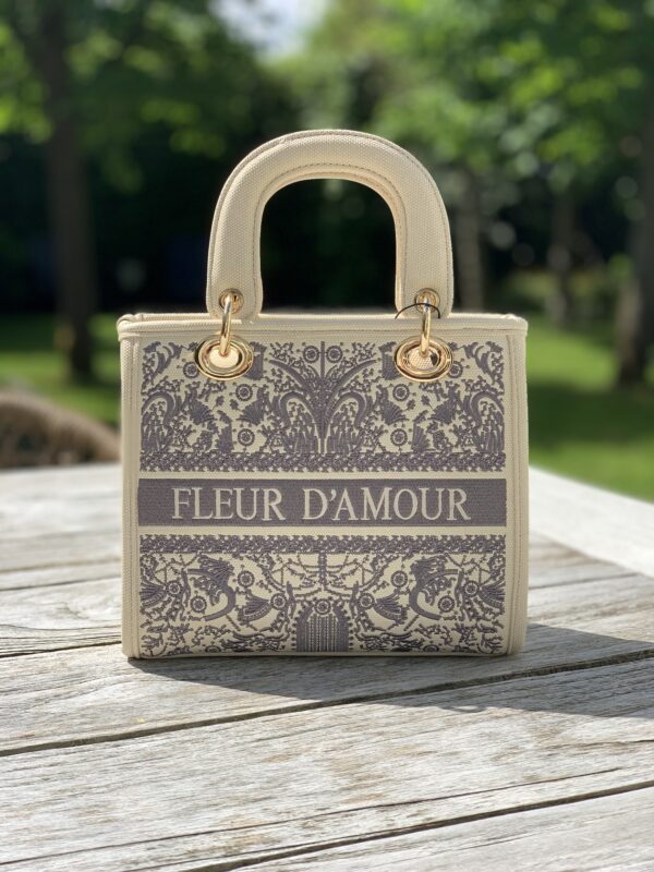 Tas Beige Fleur D’Amour Geborduurd - Afbeelding 3