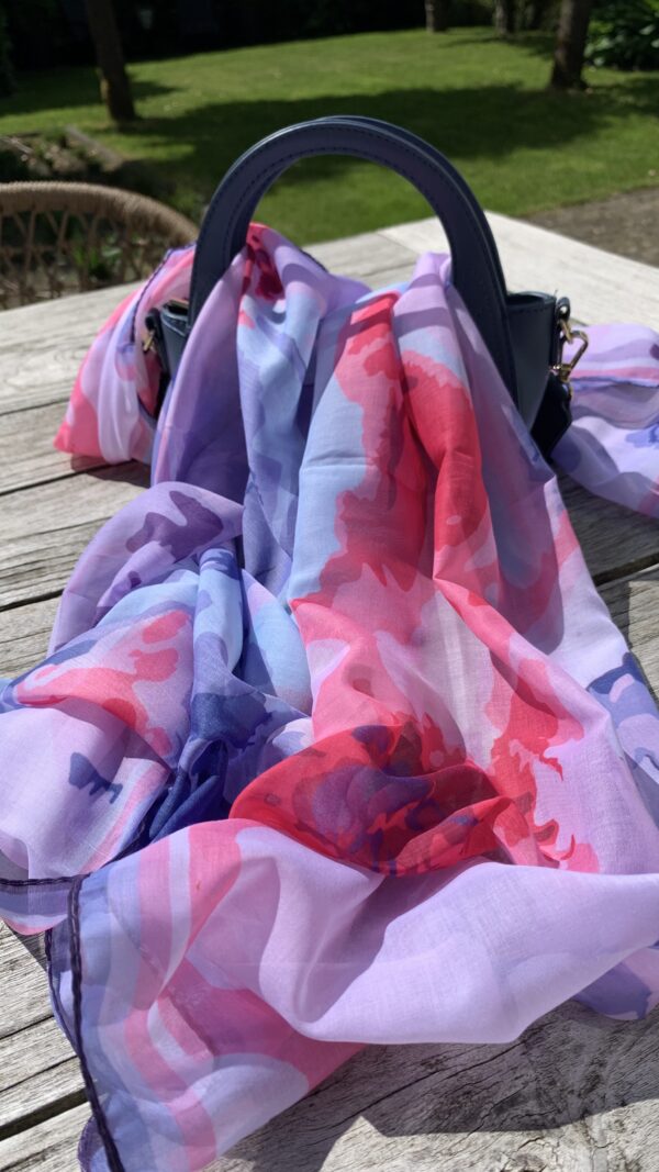 Zomersjaaltje Blauw/ Mint/ Rose