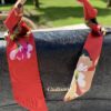 Tas Sjaaltje Bordeaux met Bloemen - Afbeelding 2