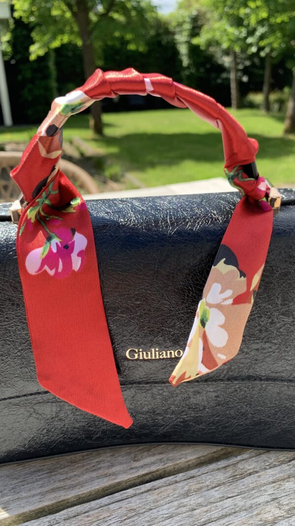Tas Sjaaltje Bordeaux met Bloemen - Afbeelding 2