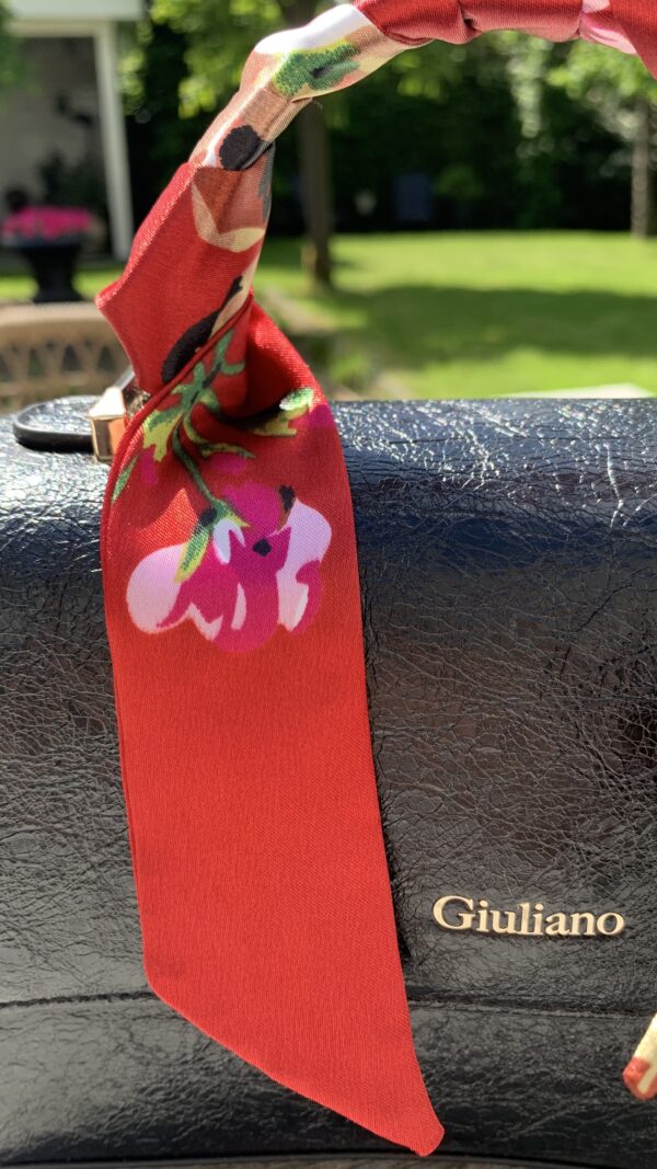 Tas Sjaaltje Bordeaux met Bloemen - Afbeelding 4