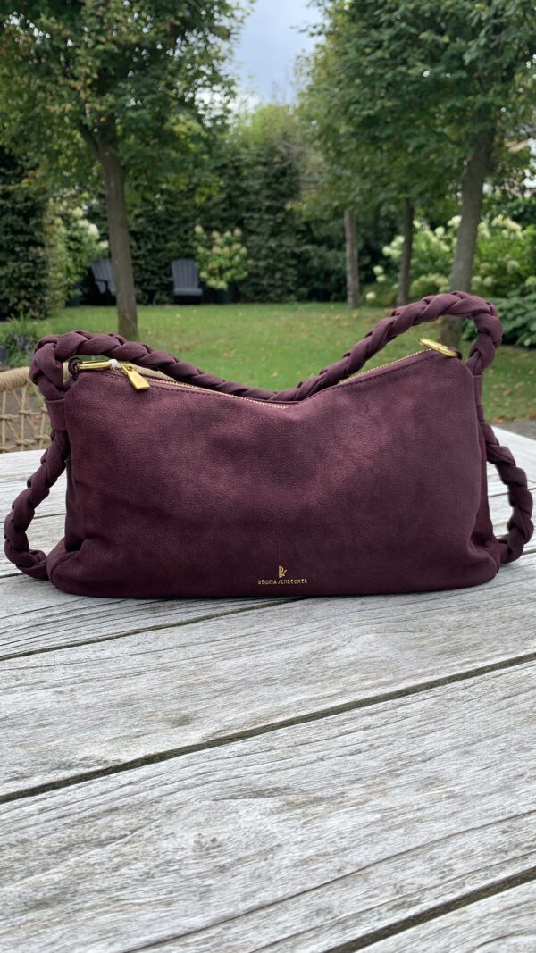 Tas Bordeaux Rood Gevochten Draagriem - Afbeelding 2