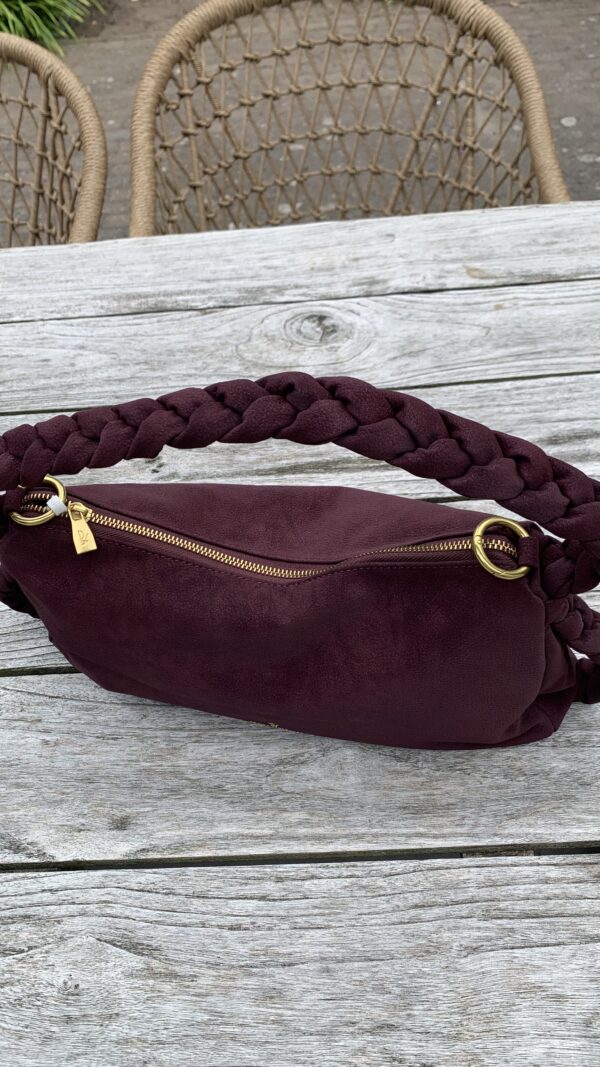 Tas Bordeaux Rood Gevochten Draagriem - Afbeelding 5