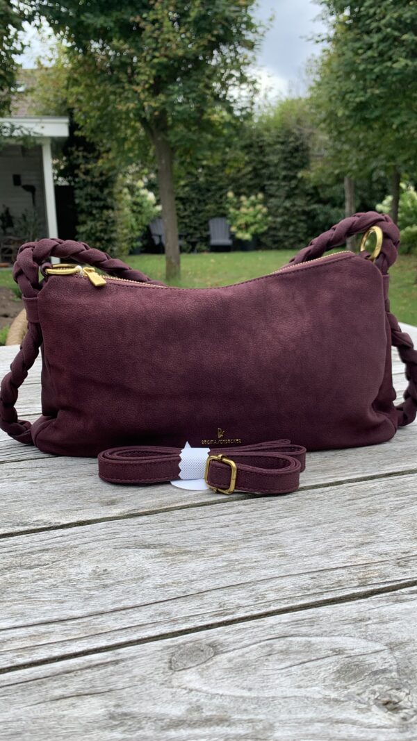 Tas Bordeaux Rood Gevochten Draagriem - Afbeelding 7