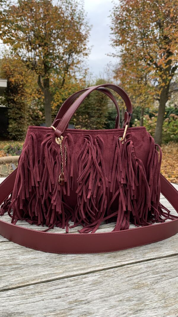 Tas Bordeaux Rood met Franjes - Afbeelding 8