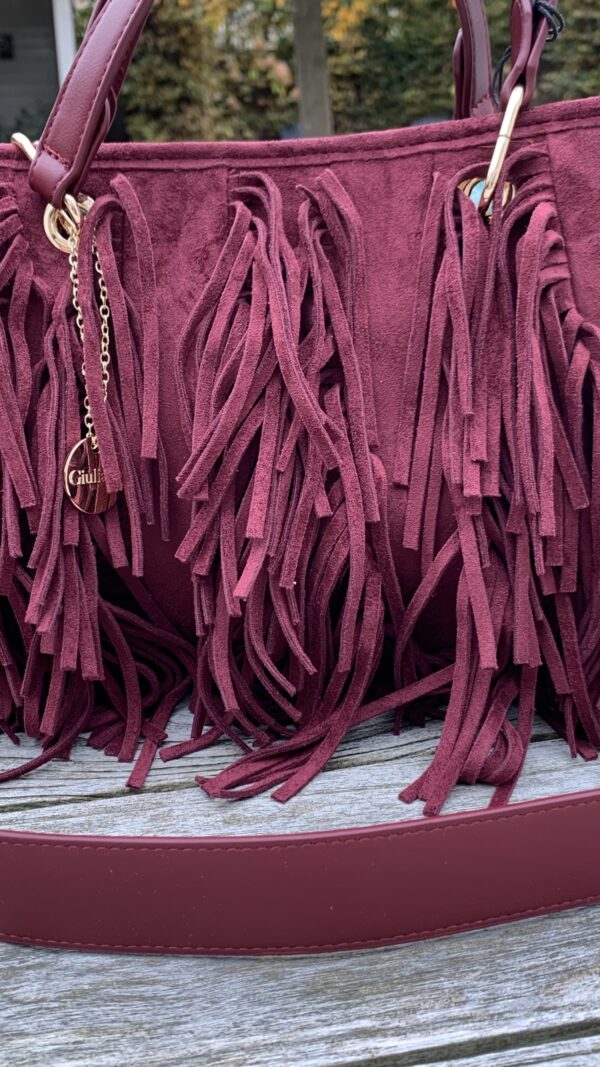 Tas Bordeaux Rood met Franjes - Afbeelding 2