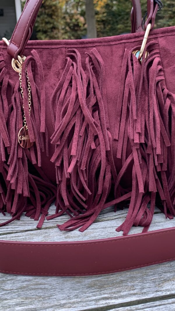 Tas Bordeaux Rood met Franjes - Afbeelding 3