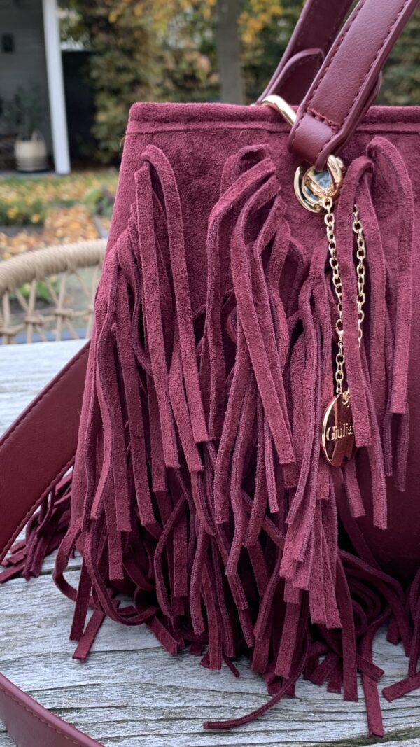 Tas Bordeaux Rood met Franjes - Afbeelding 4