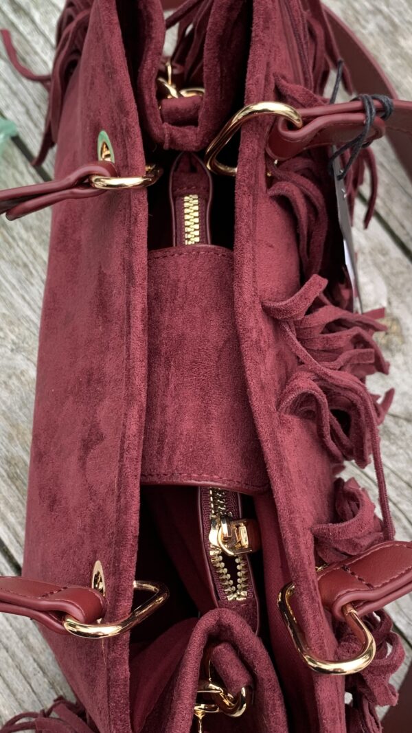 Tas Bordeaux Rood met Franjes - Afbeelding 7