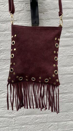 Tas Bordeaux Rood Studs/ Franjes