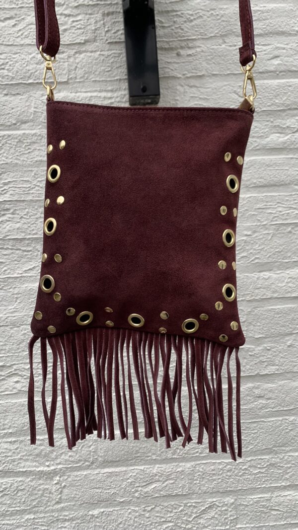 Tas Bordeaux Rood Studs/ Franjes