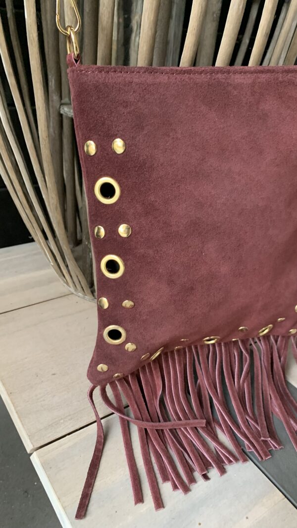Tas Bordeaux Rood Studs/ Franjes - Afbeelding 4