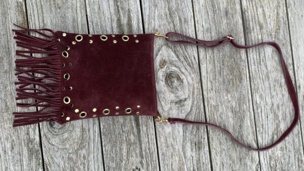 Tas Bordeaux Rood Studs/ Franjes - Afbeelding 7