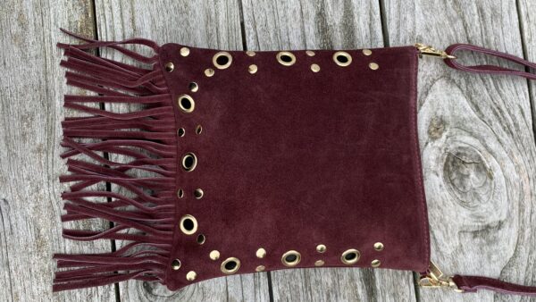 Tas Bordeaux Rood Studs/ Franjes - Afbeelding 5