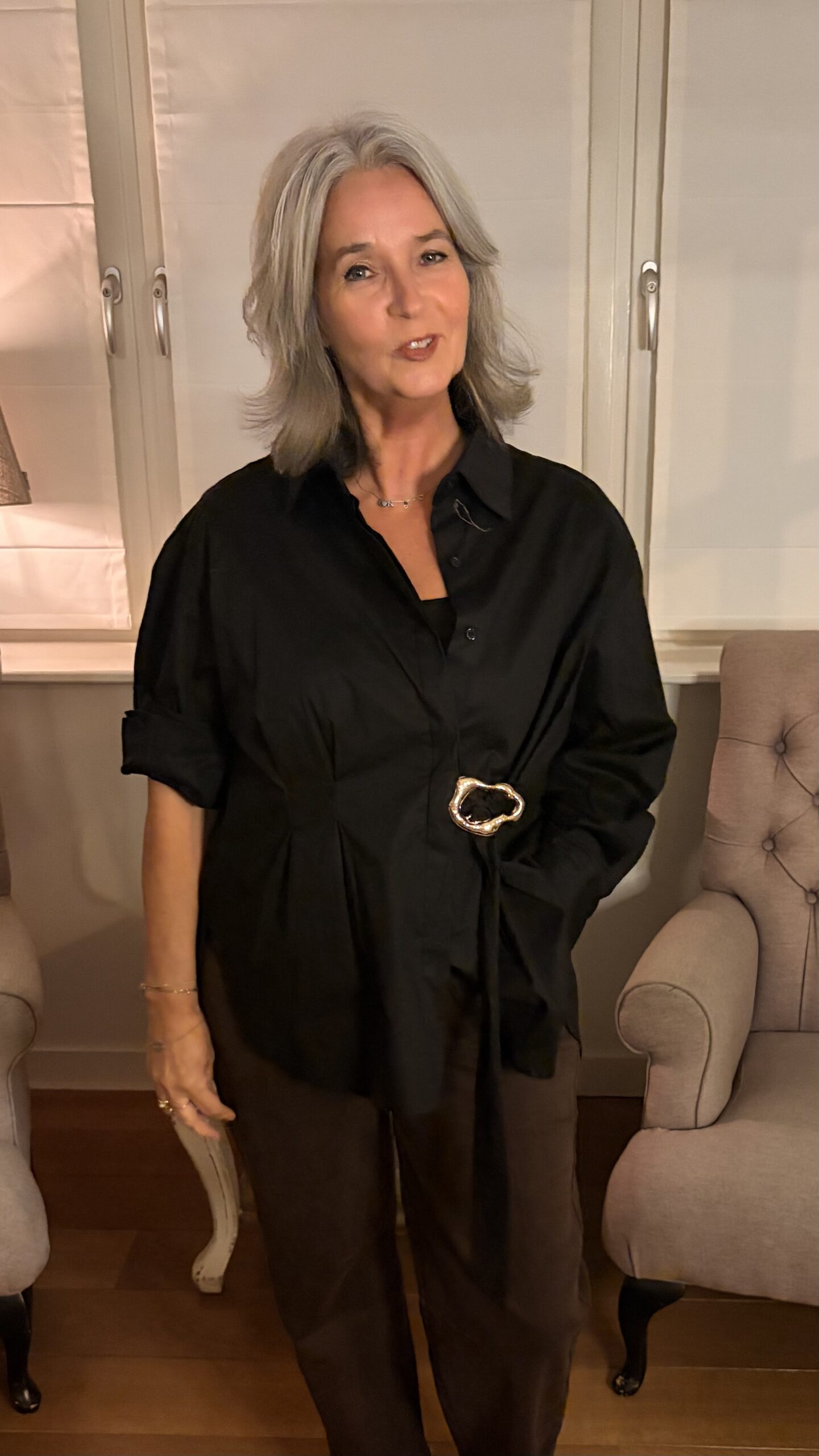 Blouse Zwart met Gesp