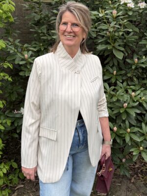 Blazer Krijtstreep Crème/ Zwart