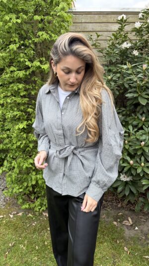 Blouse Zwart/ Wit Ruitje met Taille Band