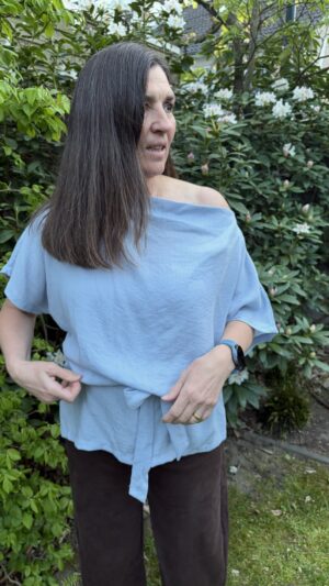 Top Linnen Licht Blauw