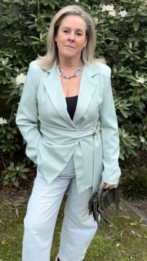 Blazer Licht Groen,TailleBand met Gesp