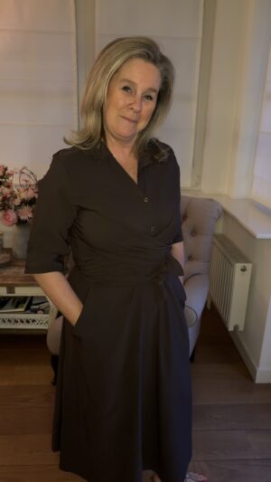 Jurk Bruin met Taille strik