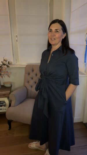 Jurk Blauw met Taille strik