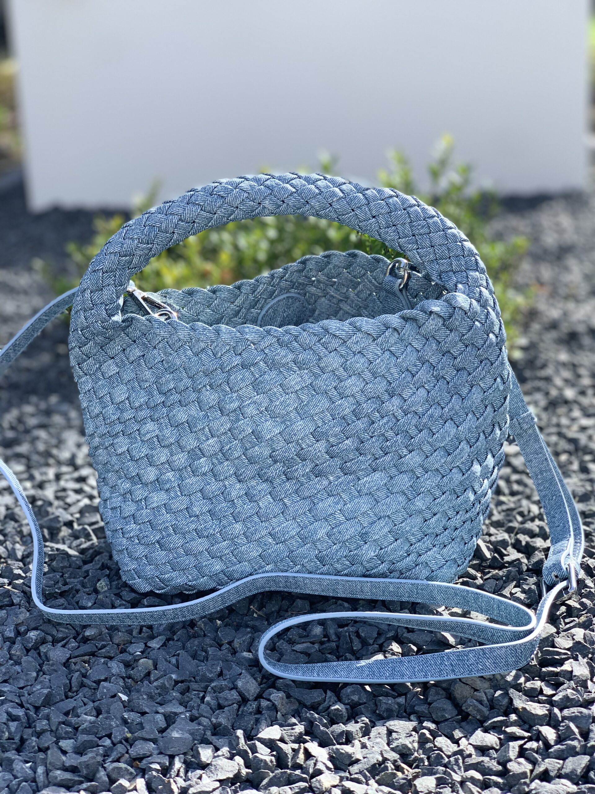 Tas Gevlochten Schoudertas Lichtblauw - Afbeelding 7