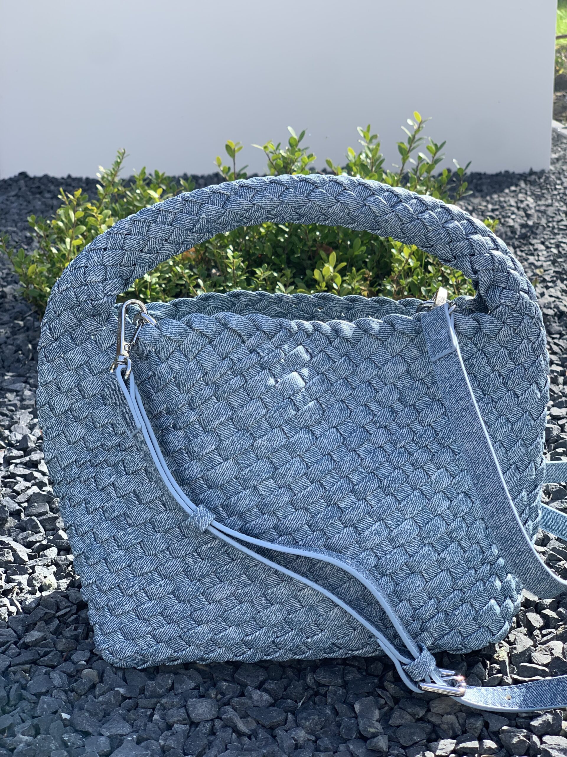 Tas Gevlochten Schoudertas Lichtblauw