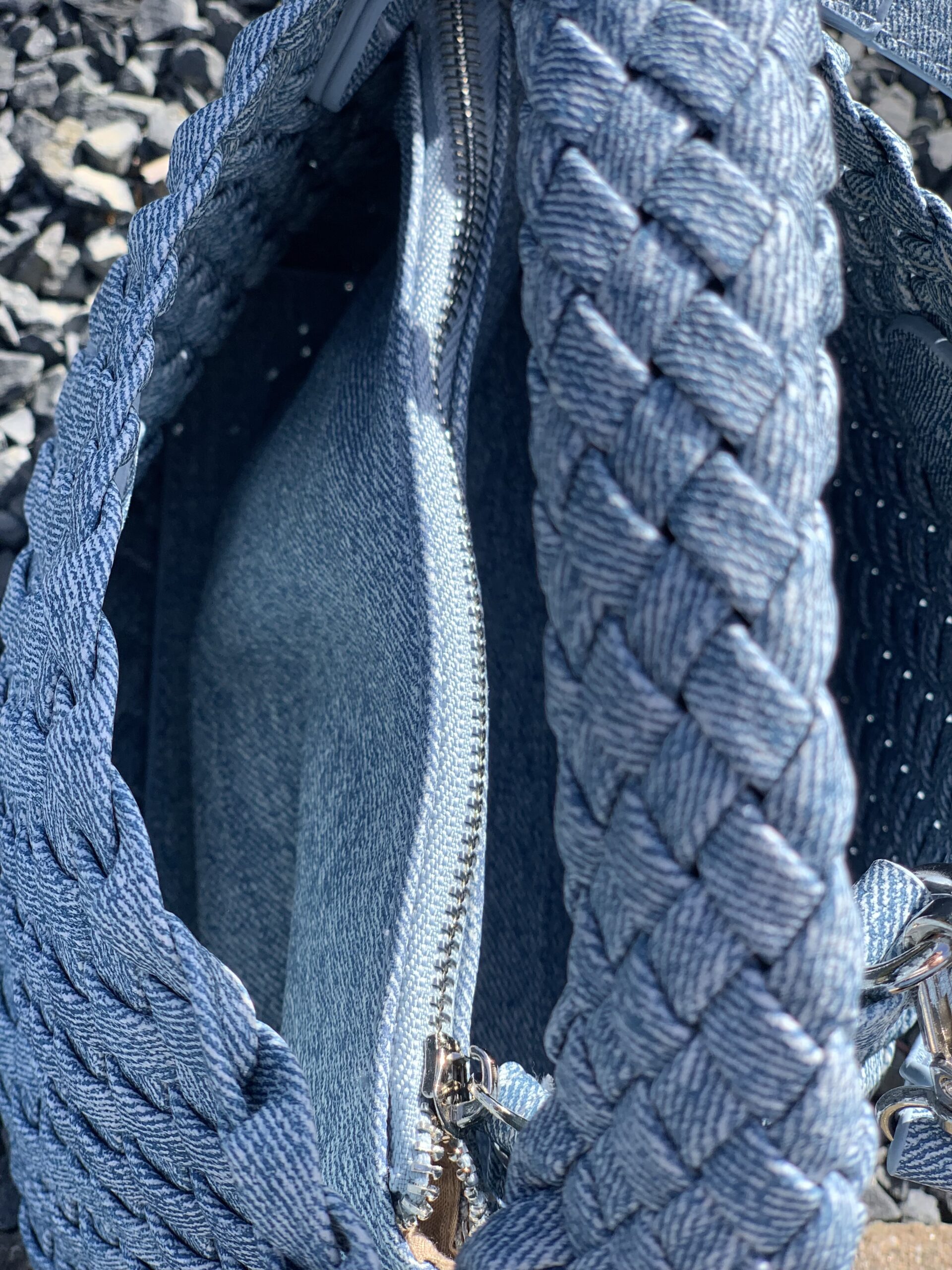 Tas Gevlochten Schoudertas Lichtblauw - Afbeelding 5